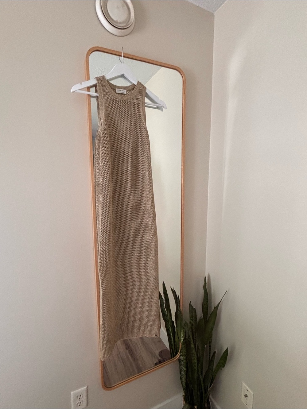 Sleeveless Knit Maxi Dress in Beige Taupe